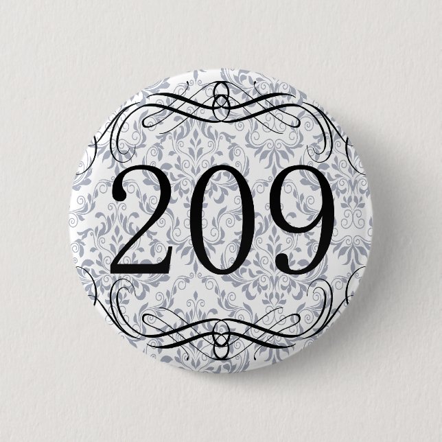 209 Area Code 2 Inch Round Button (Front)