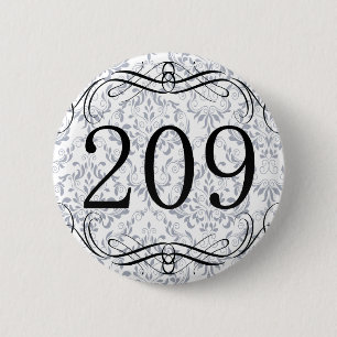 209 Area Code 2 Inch Round Button