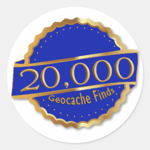 20,000 FINDS ACHIEVEMENT GeoCaching AWARD Classic Round Sticker