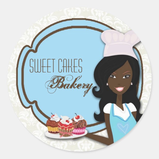 20 - 1.5"  African American Baker Cup Cak Stickers (Front)