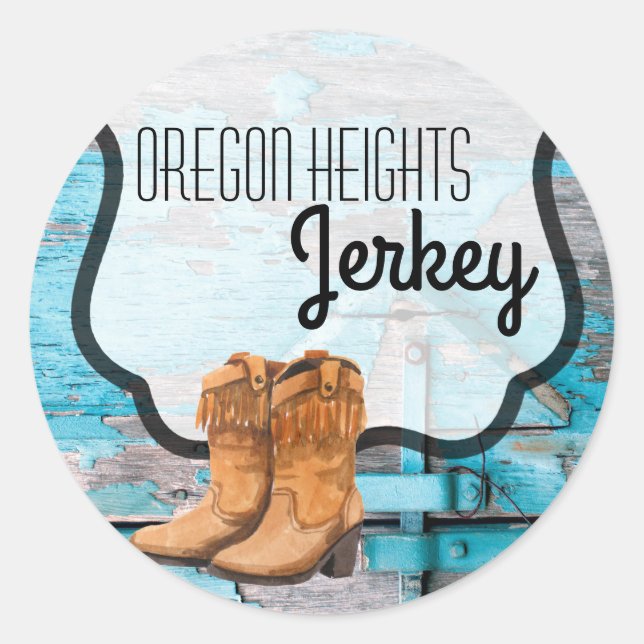 20 - 1.5"  Business Stickers Blue Wood Barn Door B (Front)