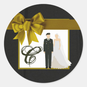 20 - 1.5  Envelope Seal ARMY Uniform Groom Bride