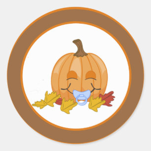 20 - 1.5" Envelope Seal Autumn Fall Pumpkin Baby