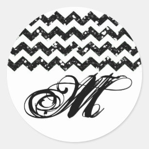 20 - 1.5  Envelope Seal Black Glitter Chevron