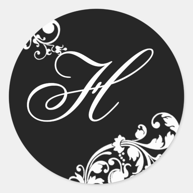 20 - 1.5  Envelope Seal Black White Floral (Front)