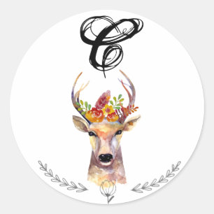 20 - 1.5 Envelope Seal Boho Deer Buck Head Browni