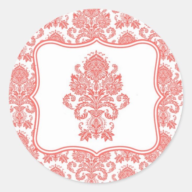 20 - 1.5  Envelope Seal Coral White Damask Lace (Front)