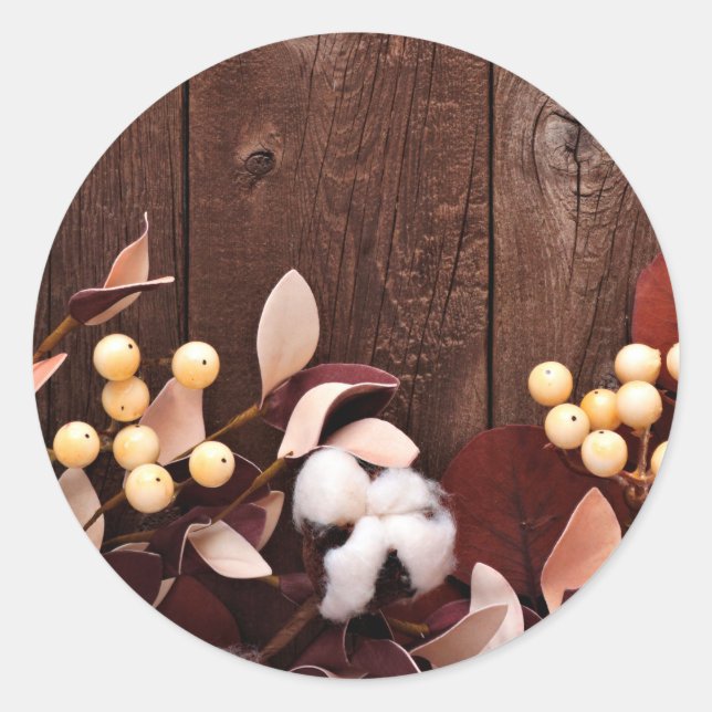 20 - 1.5  Envelope Seal Cotton Branch on Dark Wood (Front)