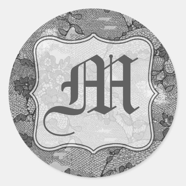 20 - 1.5  Envelope Seal Country Black Lace Print (Front)