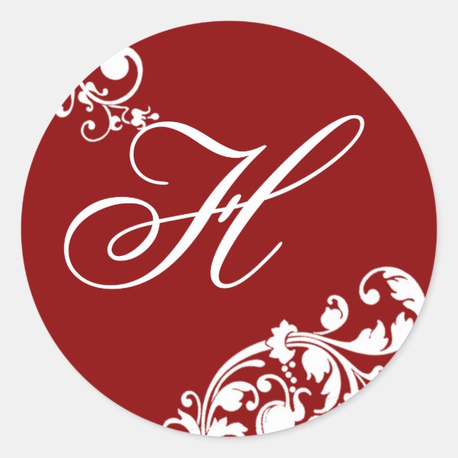 20 - 1.5"  Envelope Seal Crimson Red White Floral (Front)