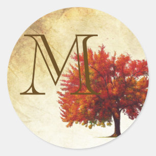 20 - 1.5 Envelope Seal Fall Tree Aged Paper Vin