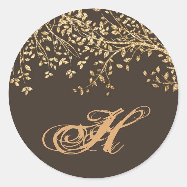 20 - 1.5  Envelope Seal Gold Foil Autumn Fall Tree (Front)