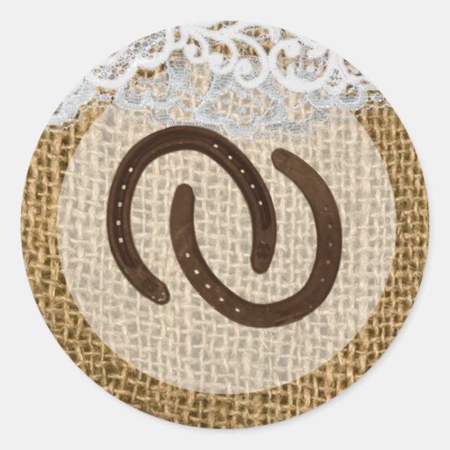 20 - 1.5  Envelope Seal Horse Shoes on Burlap Lace (Front)