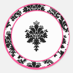20 - 1.5" Envelope Seal Hot Pink Black Damask