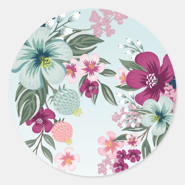 20 - 1.5 Envelope Seal Light Blue Fade Flowers Lea (Front)