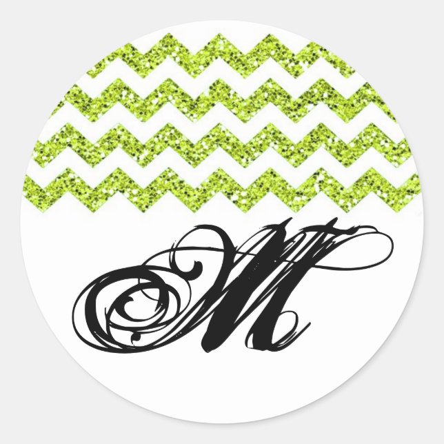 20 - 1.5  Envelope Seal Lime Glitter Chevron Strip (Front)