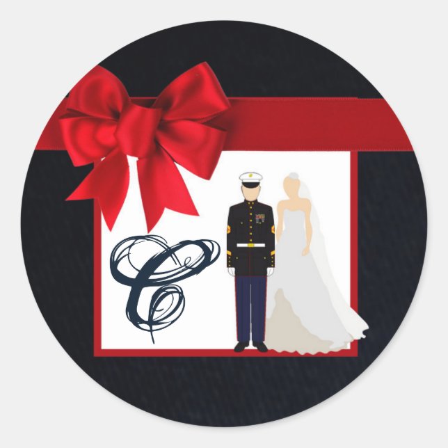 20 - 1.5  Envelope Seal Marine Uniform Groom Bride (Front)