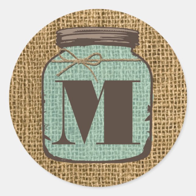 20 - 1.5  Envelope Seal Mason Jar Burlap Country (Front)