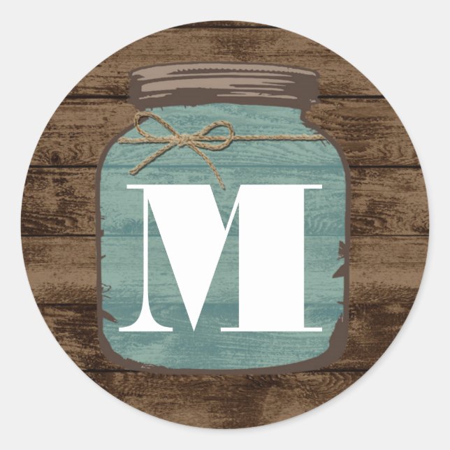 20 - 1.5  Envelope Seal Mason Jar Wood Country (Front)