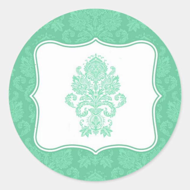 20 - 1.5  Envelope Seal Mint White Damask Lace (Front)