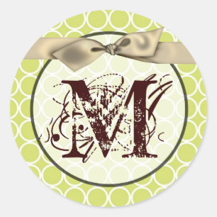 20 - 1.5 Envelope Seal Monogram Green Cricle Patt
