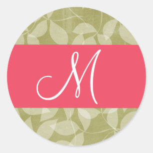 20 - 1.5  Envelope Seal Monogram Green Leaves