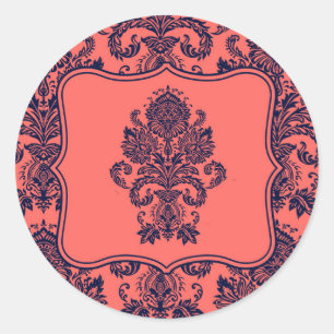 20 - 1.5  Envelope Seal Navy Blue Cora Damask Lace