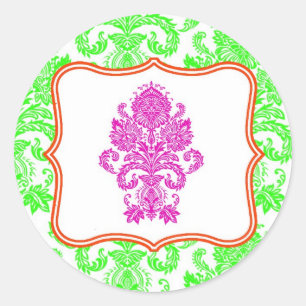 20 - 1.5  Envelope Seal Neon Green Pin Damask Lace