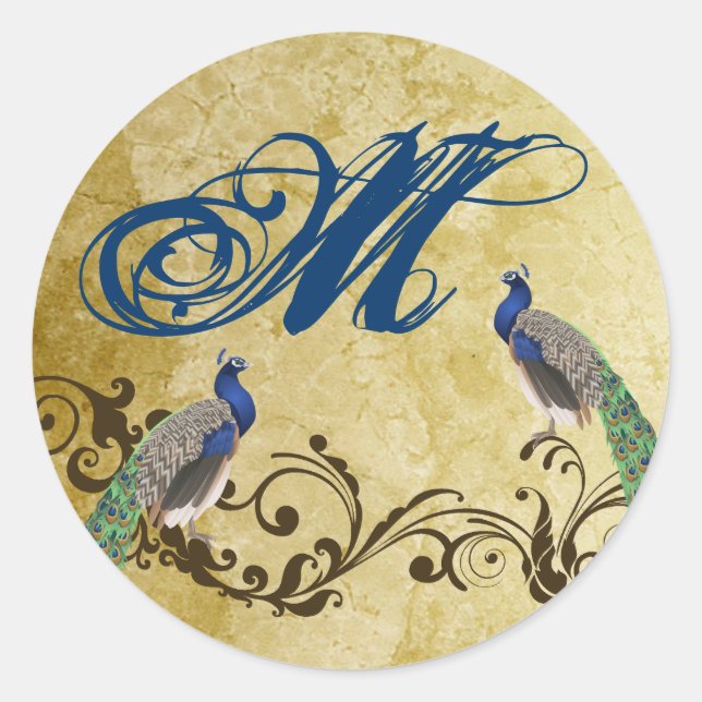 20 - 1.5  Envelope Seal Peacock Vintage Feathers (Front)