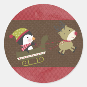 20 - 1.5" Envelope Seal Penguin / Reindeer Christm