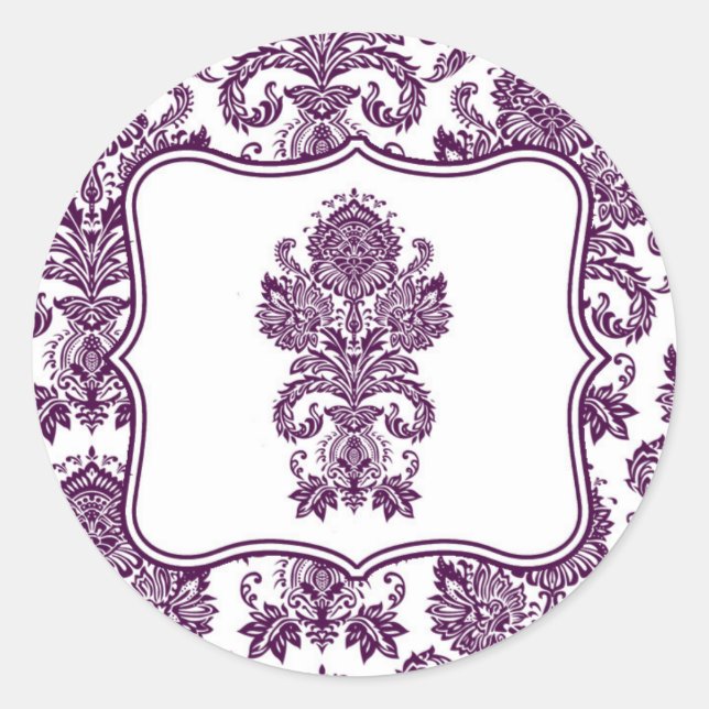 20 - 1.5  Envelope Seal Plum Purple Damask Lace (Front)