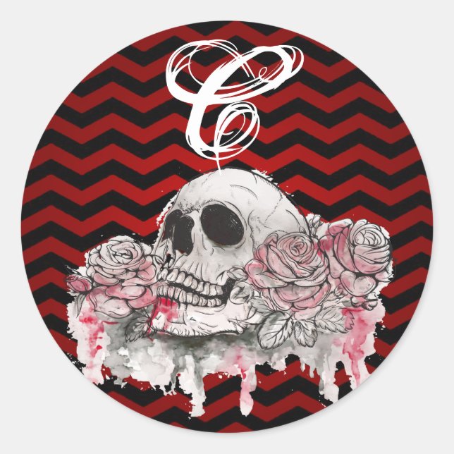 20 - 1.5  Envelope Seal skull Rose goth Chevron bl (Front)