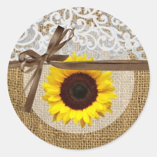 20 - 1.5 Envelope Seal Sunflower Lace Burlap Coun