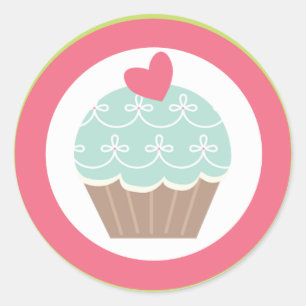 20 - 1.5"  Envelope Seal Tea Party Cupcake Pink