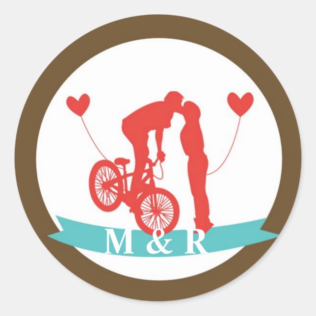 20 - 1.5  Envelope Seal Teen Love Couple on Bicycl (Front)