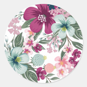 20 - 1.5 Envelope Seal Tropical Flowers on White