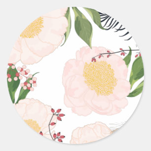 20 - 1.5 Envelope Seal White Floral Flowers on Wh
