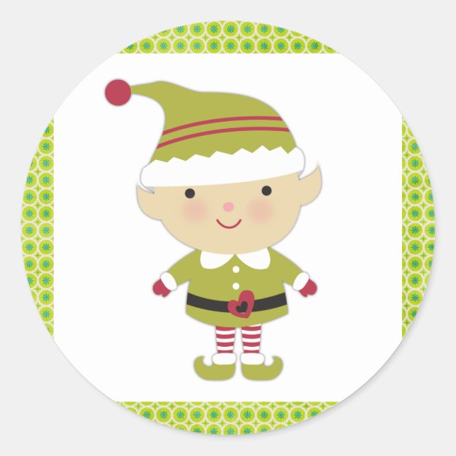 20 - 1.5" Envelope Seal Winter Elf in Green (Front)