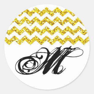 20 - 1.5  Envelope Seal Yellow Glitter Chevron