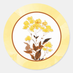 20 - 1.5" Envelope Sticker Mustard Yellow Poppy Fl