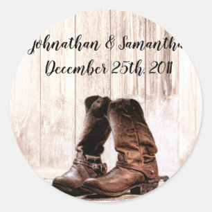 20 - 1,5" Favor Stickers Boots Country Rustic Wes