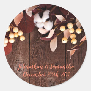 20 - 1,5" Favor Stickers Branche de coton sur Dark