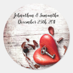 20 - 1,5" Favor Stickers Country Wood Key à mon H