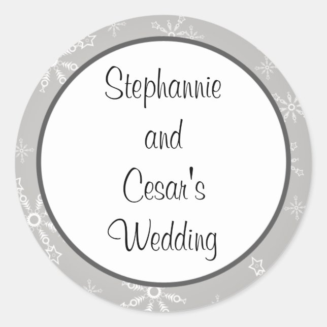 20 - 1,5" Favor Stickers Gris Snowflakes (Devant)