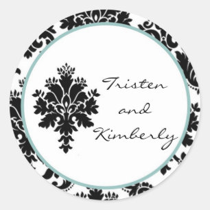 20 - 1.5" Favour Stickers Black Damask
