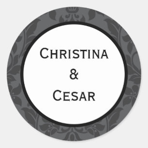 20 - 1.5" Favour Stickers Black Grey Formal Gothic