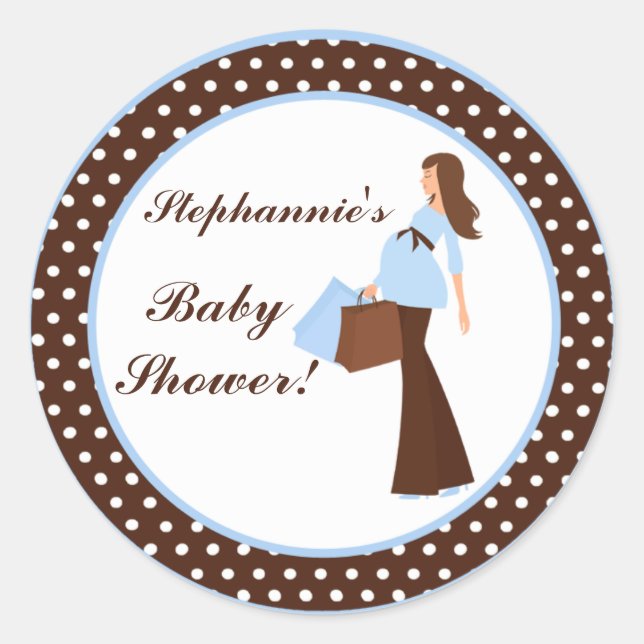 20 - 1.5"  Favour Stickers Blue Mod Mom Polka Dots (Front)