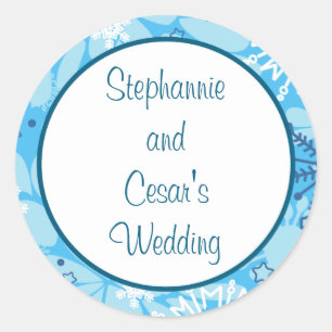 20 - 1.5" Favour Stickers  Blue Tree / Snowflakes