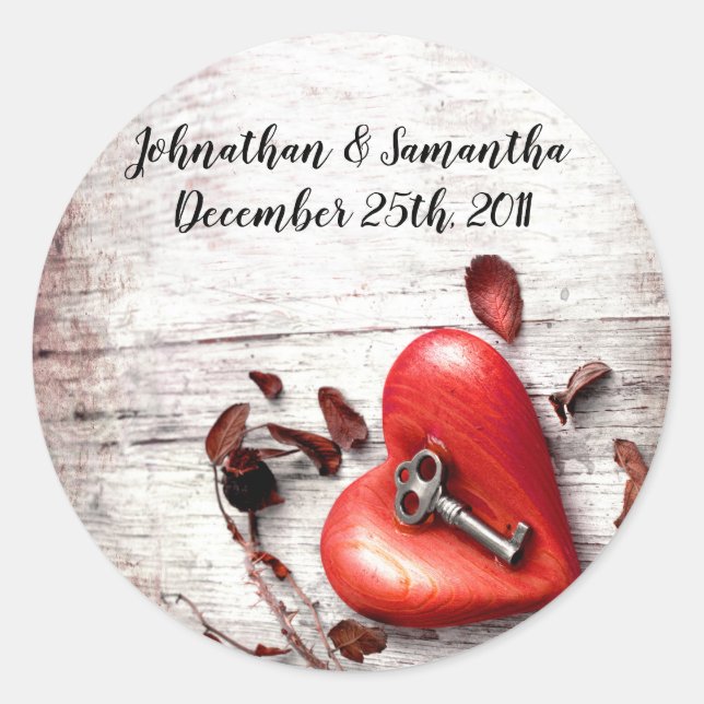 20 - 1.5"  Favour Stickers Country Wood Key to my  (Front)