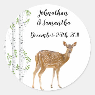 20 - 1.5"  Favour Stickers Deer Doe Woodland Buck 